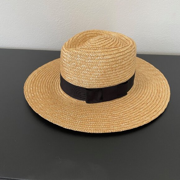EUC Brixton Joanna Hat Straw Beach Sun Hat UPF 50 Size Medium in Honey - Picture 8 of 14
